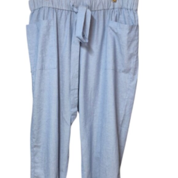 New Eloquii Blue Cotton Wide Leg Cropped Pants Women's Plus Size 20 - Picture 16 of 16